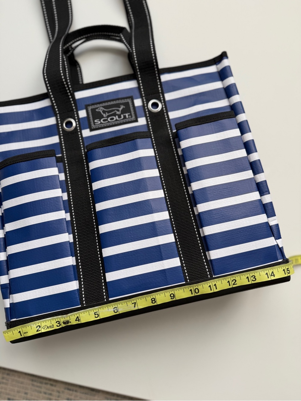 Scout Rocket Pocket Tote- Navy & White Nantucket Navy Stripes- Medium Bag - Picture 3 of 7
